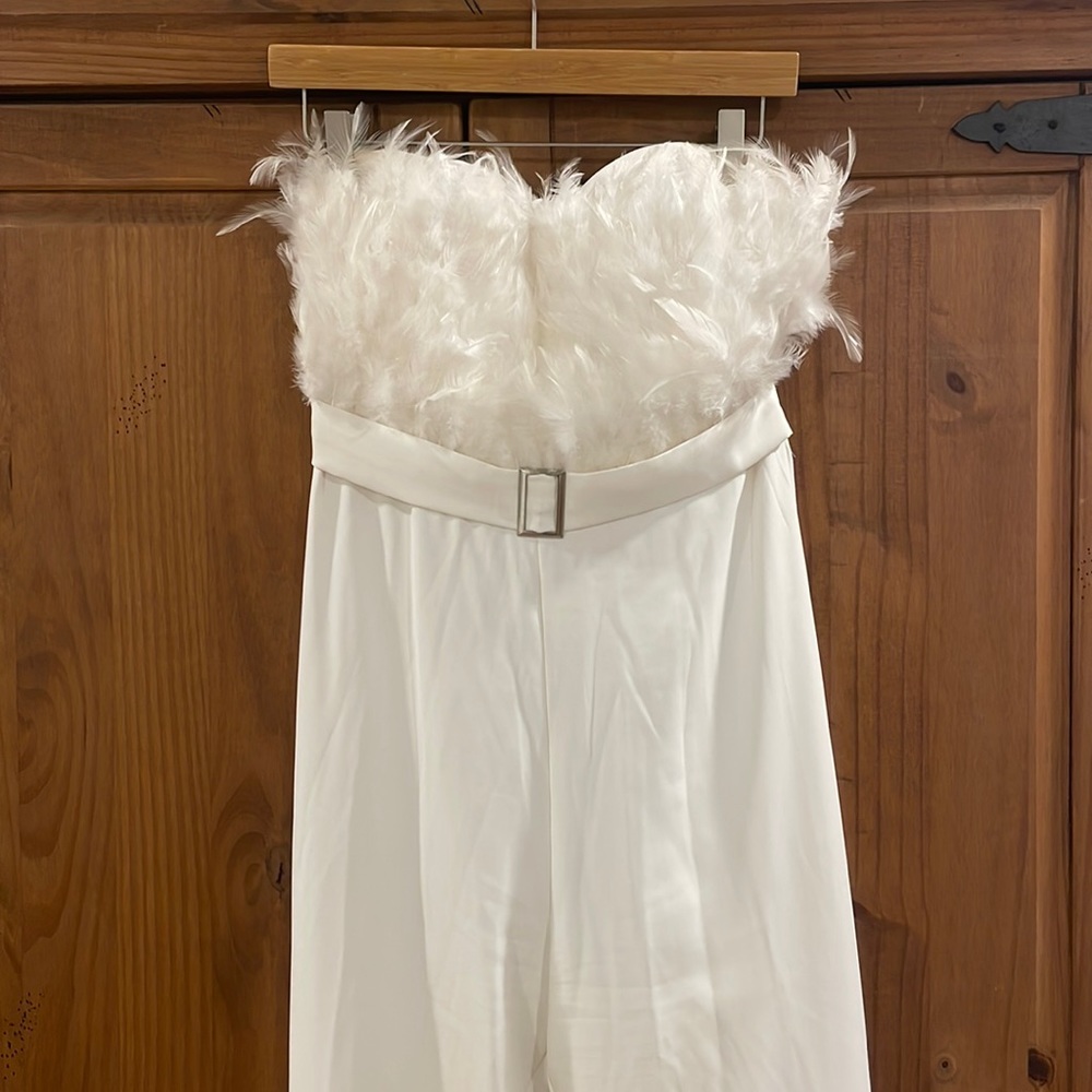 White Feather Jumpsuit Size Small